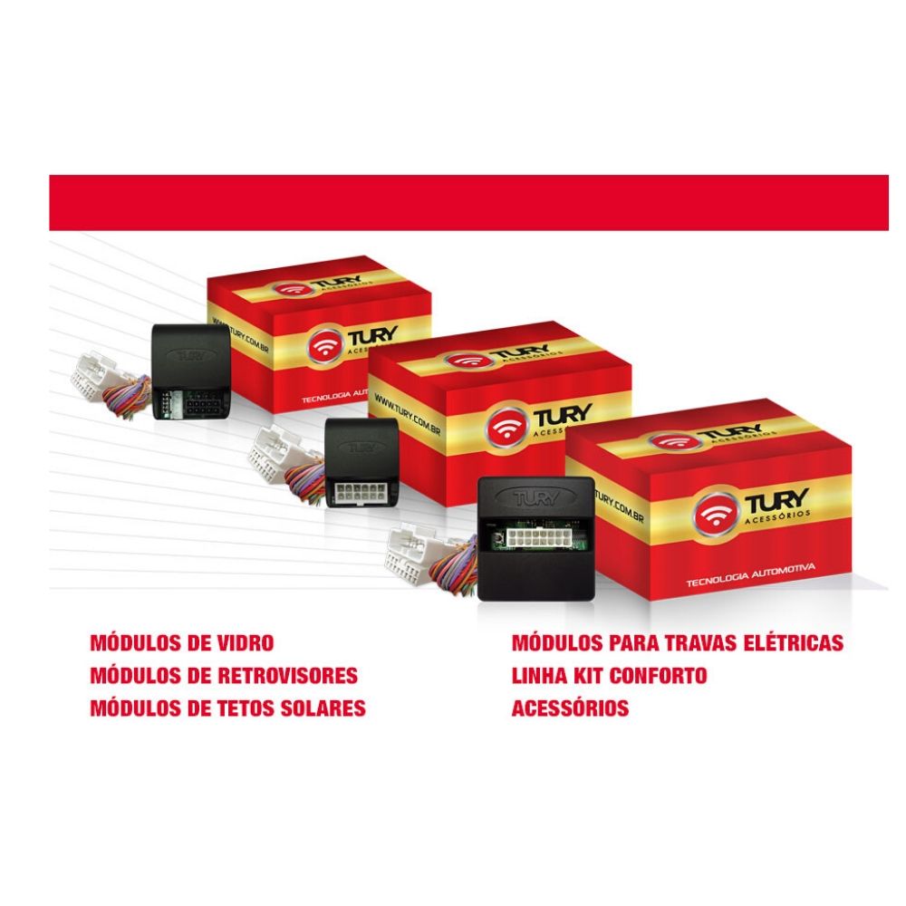 Modulo de Vidro Tury Kia Picanto PRO4.11T 2012/2013/2014/2015/2016/2017 com Anti-esmagamento