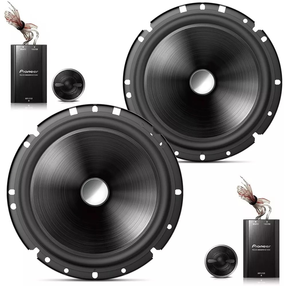 Par Alto Falantes para Som Automotivo Pioneer TS-C170BR - Kit 2 vias 6 Polegadas com Par Crossover e Tweeter 120W RMS