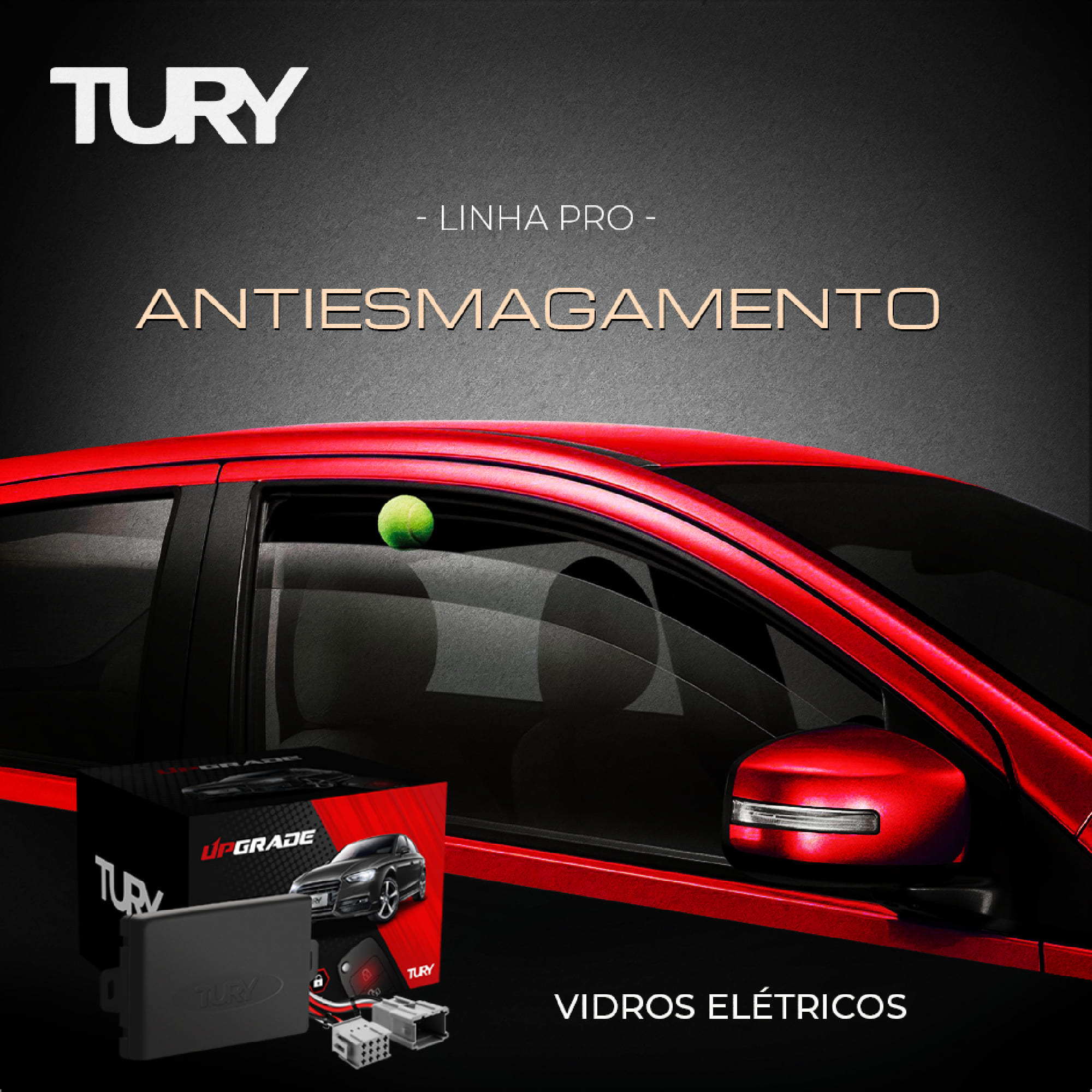 Modulo de Vidro com Anti-Esmagamento Kicks 2016 / Versa 2021 / Leaf 2018 Tury - PRO4.88EH