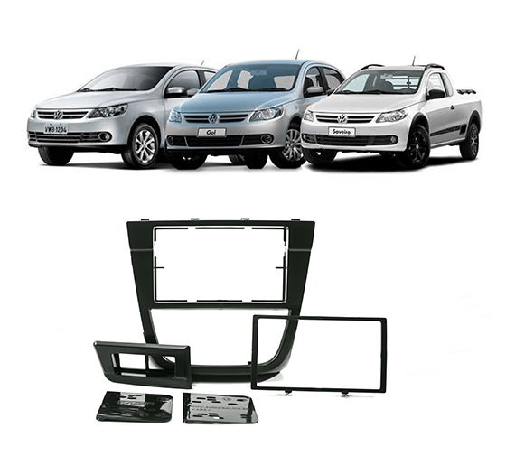 Moldura 2 Din Gol/Saveiro/Voyage G5 2008 a 2012 Preto com botões de vidro elétrico EPX 079 - JP/CH