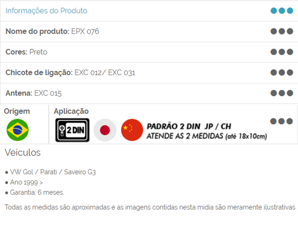 Moldura 2 Din Gol G3/Save/Parati 1999 2000 2001 2002 2003 2004 2005 JP/CH EPX076