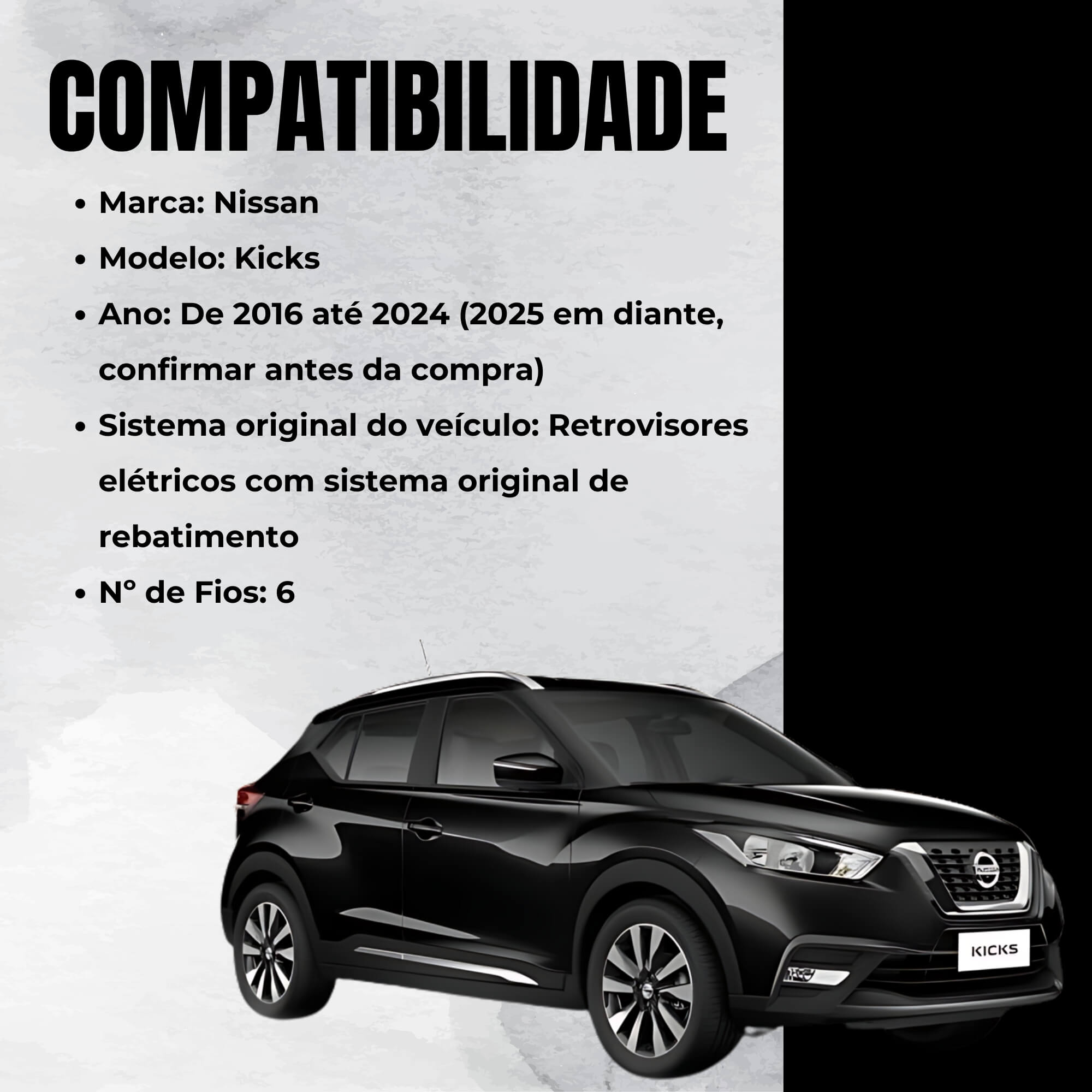 Módulo Automação de Retrovisores compatível com Nissan Kicks a partir de 2016 Tury - PARK3.2.6CX