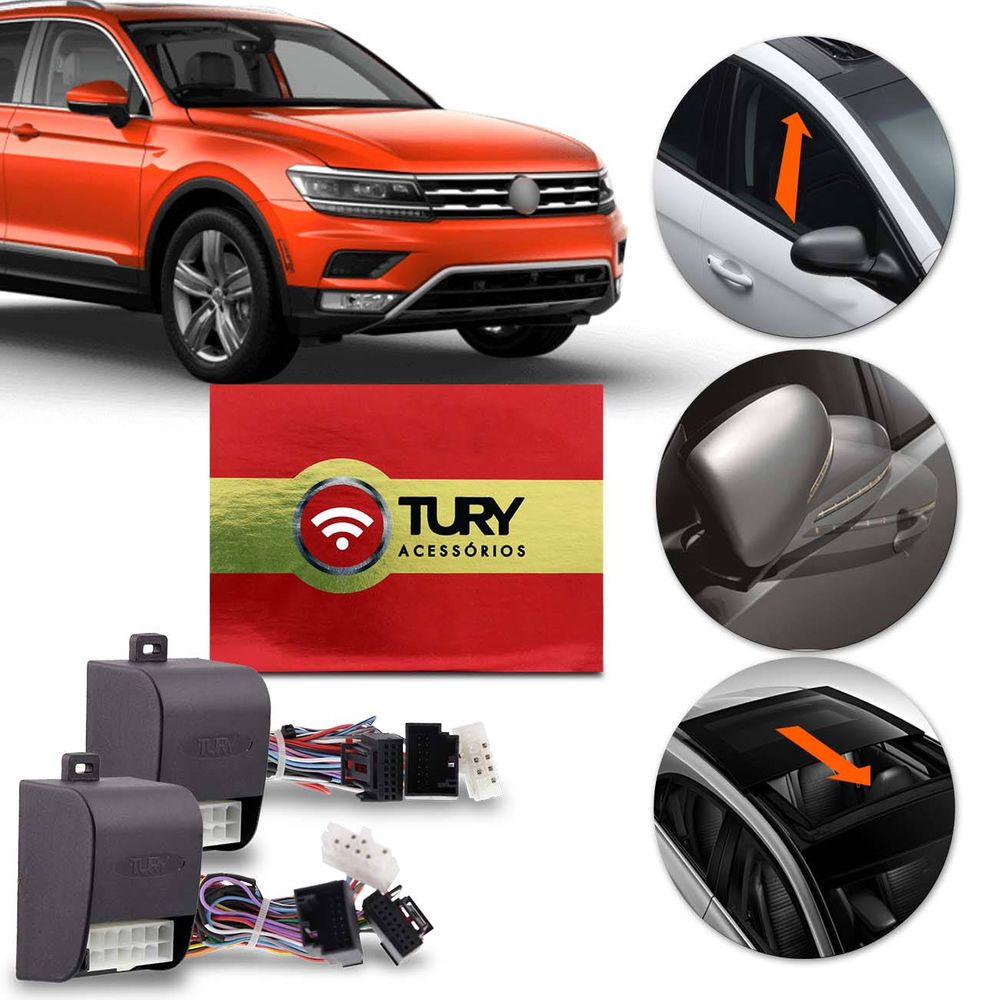 Modulo de Vidro Tury PARK6.3CZ Rebatimento Retrovisores +Fechamento Teto Passat 05/14 Tiguan 10/18
