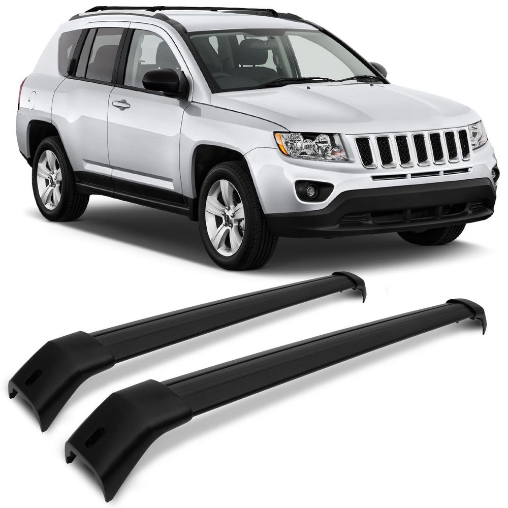 Rack de Teto Travessas Longas Jeep Compass 2016 até 2019 Preta Projecar - JR-1706