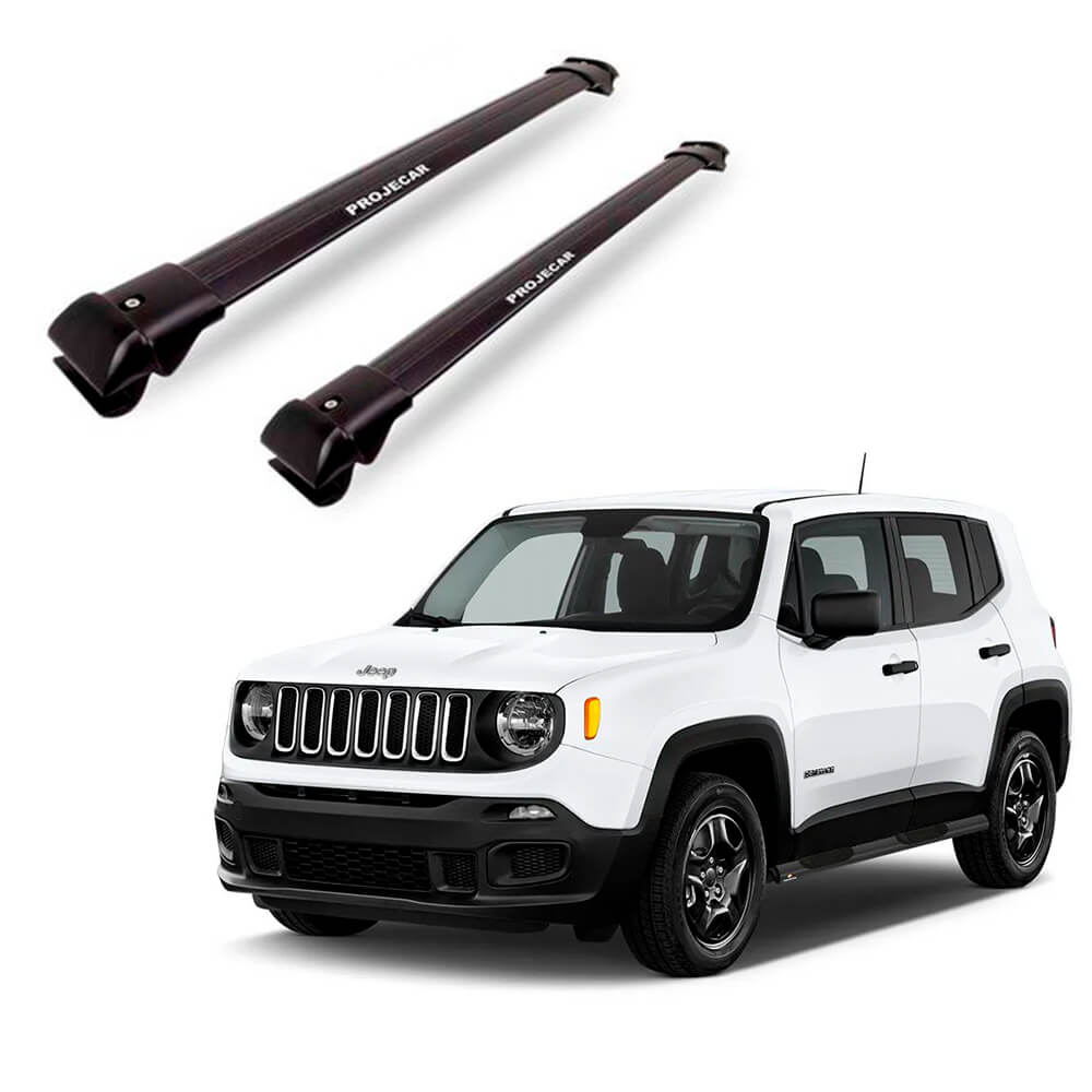 Rack de Teto Travessa Slim Fina Jeep Renegade Preta Projecar - TS-1700