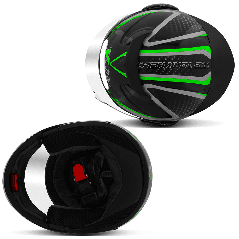 Capacete V-Pro Jet 2 Carbon Preto e Verde Tamanho 58 Pro Tork - CAP-443PTVD
