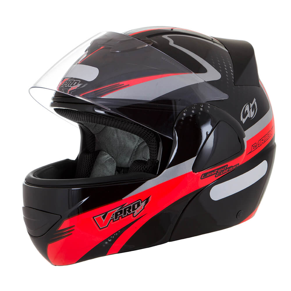 Capacete V-Pro Jet 2 Carbon Preto e Vermelho Tamanho 58 Pro Tork - CAP-443PTVM