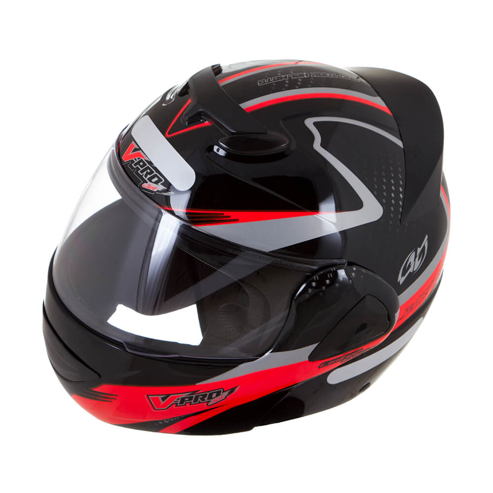 Capacete V-Pro Jet 2 Carbon Preto e Vermelho Tamanho 58 Pro Tork - CAP-443PTVM