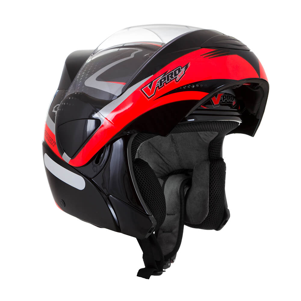 Capacete V-Pro Jet 2 Carbon Preto e Vermelho Tamanho 58 Pro Tork - CAP-443PTVM