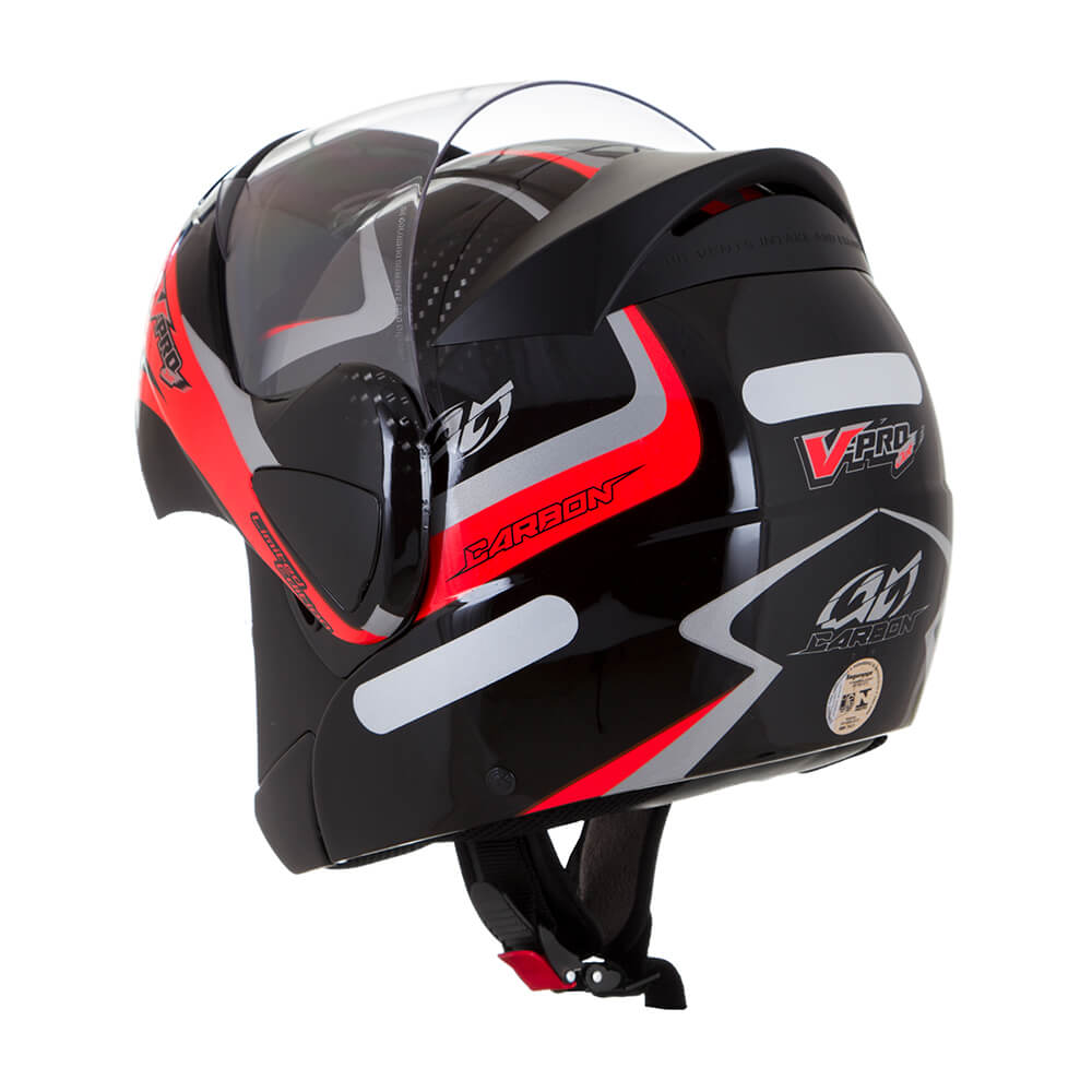 Capacete V-Pro Jet 2 Carbon Preto e Vermelho Tamanho 58 Pro Tork - CAP-443PTVM