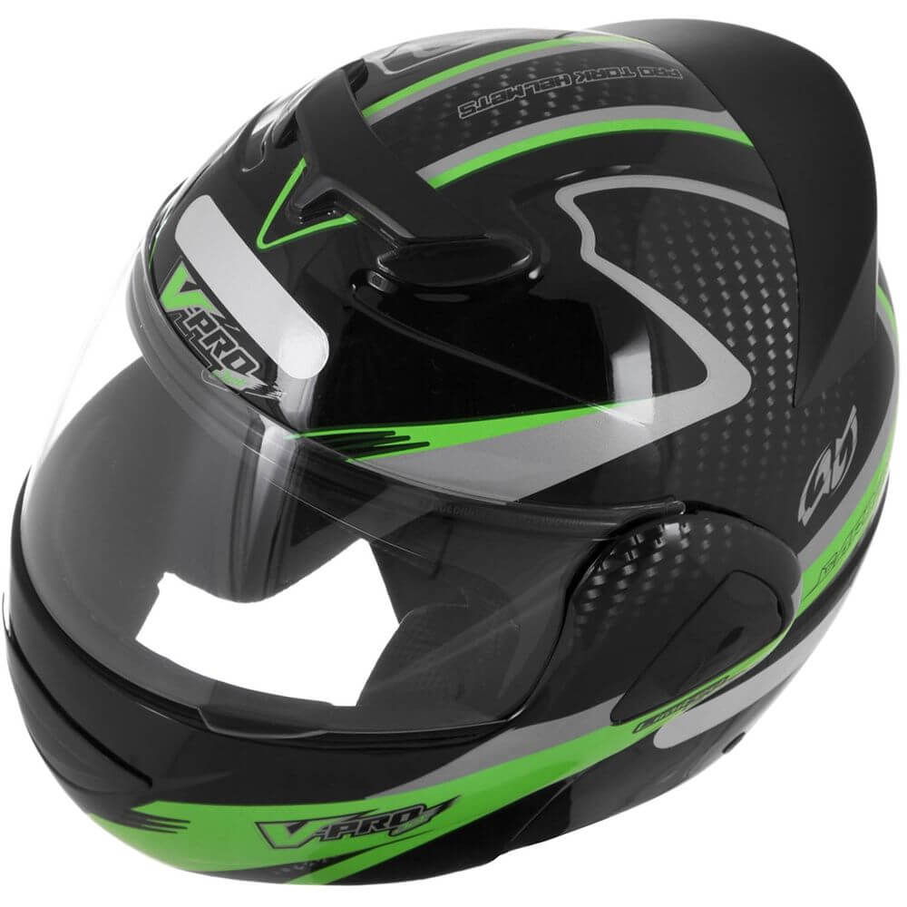 Capacete V-Pro Jet 2 Carbon Preto e Verde Tamanho 60 Pro Tork - CAP-444PTVD