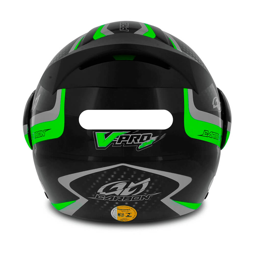 Capacete V-Pro Jet 2 Carbon Preto e Verde Tamanho 60 Pro Tork - CAP-444PTVD