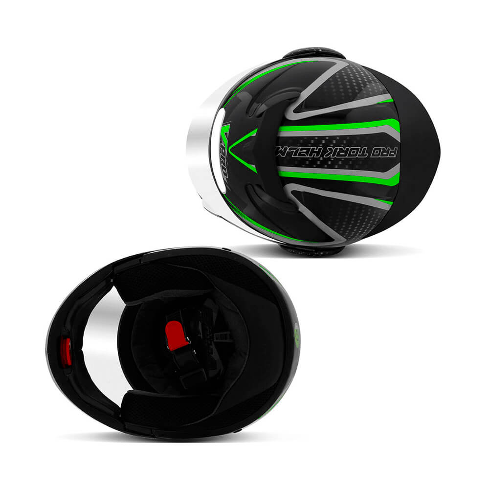 Capacete V-Pro Jet 2 Carbon Preto e Verde Tamanho 60 Pro Tork - CAP-444PTVD