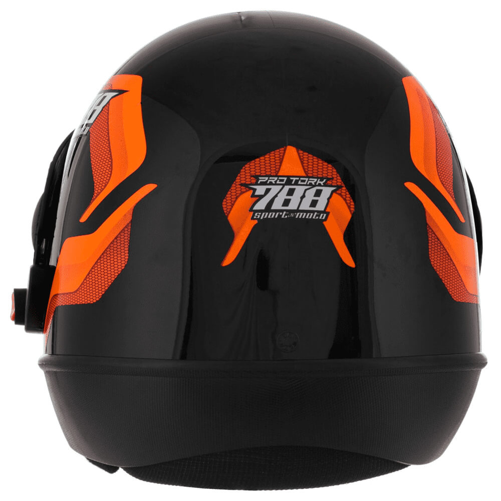 Capacete Sport Moto 788 Preto e Laranja Tamanho 60 CAP-496LR - Pro Tork