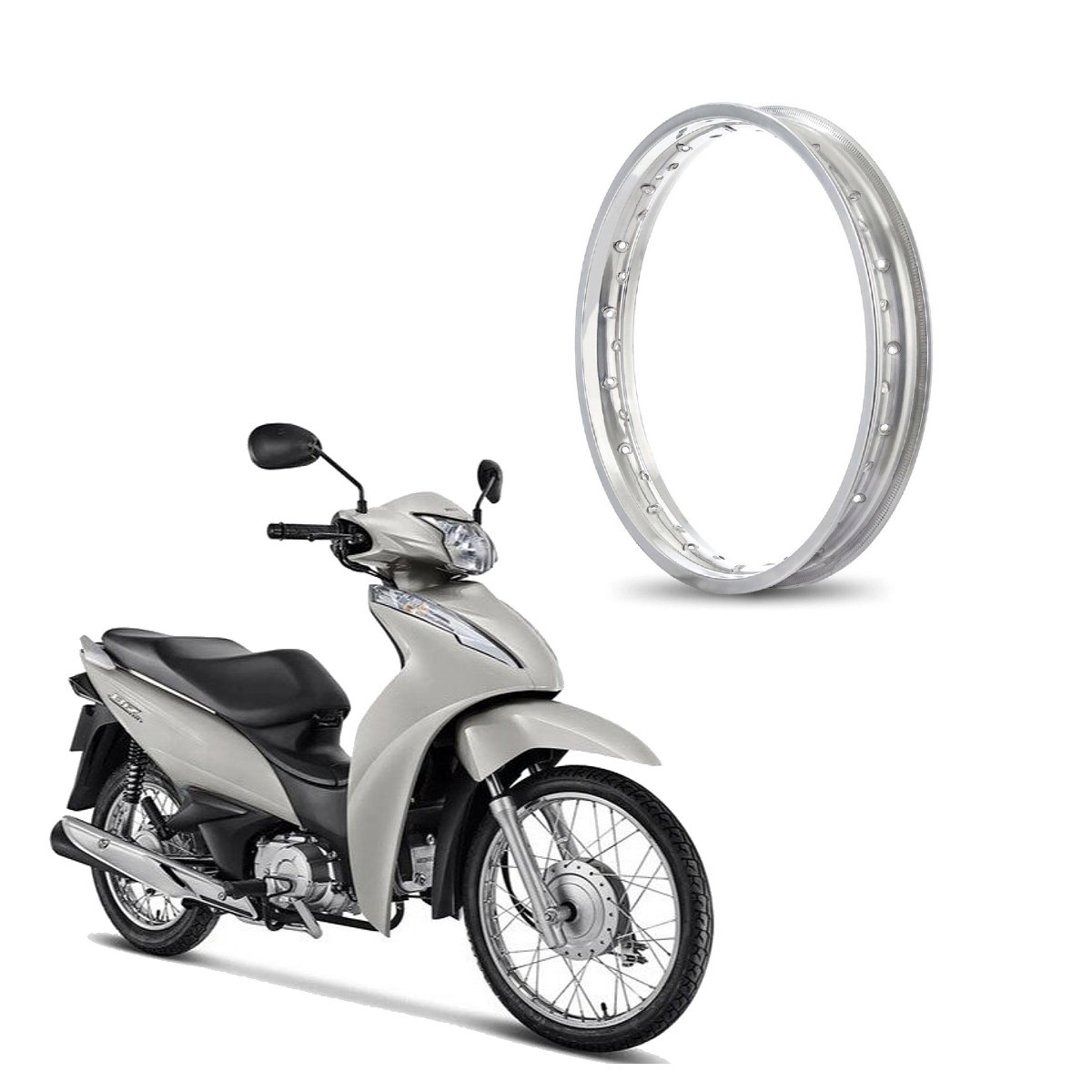 Aro de Roda Mega Solda 14x160 Traseiro Biz Cromado Aço Reforçado Ombros Bordas Pro Tork AR-24CR