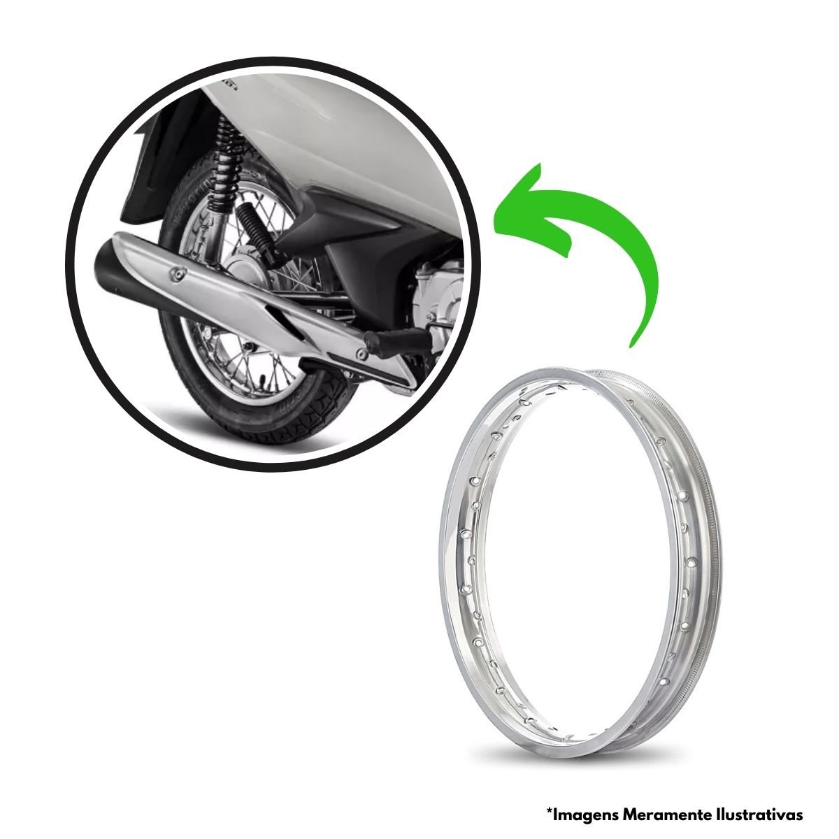 Aro de Roda Mega Solda 14x160 Traseiro Biz Cromado Aço Reforçado Ombros Bordas Pro Tork AR-24CR