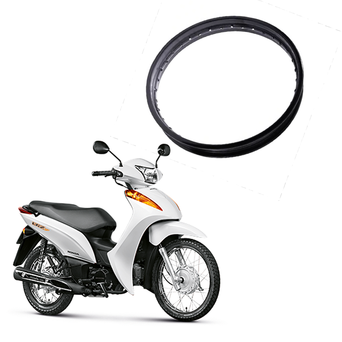 Aro de Roda Mega Solda 14x160 Traseiro Biz Preto Aço Reforçado Ombros Bordas Pro Tork AR-24PT