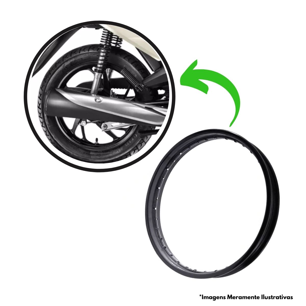 Aro de Roda Mega Solda 14x160 Traseiro Biz Preto Aço Reforçado Ombros Bordas Pro Tork AR-24PT