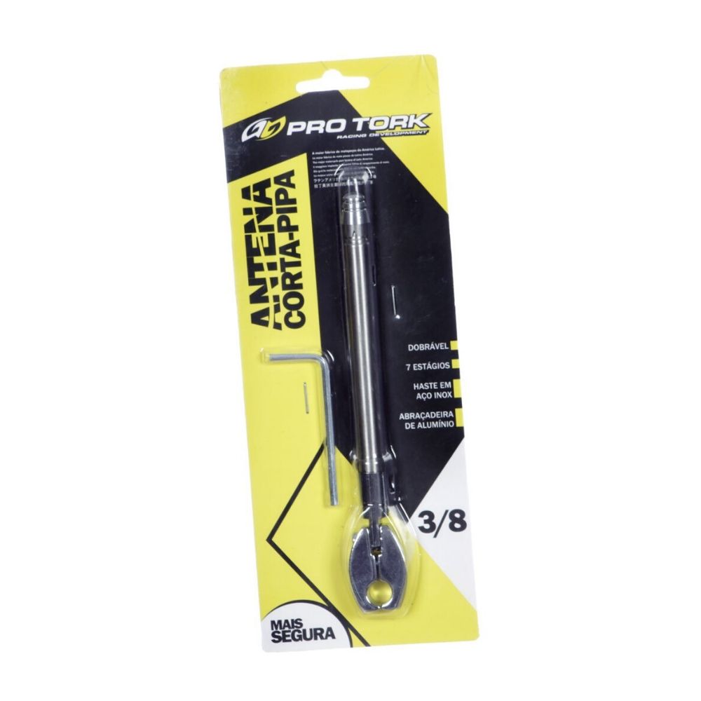 Antena Corta Pipa Moto 7 Estágios Retrátil 3/8 Cromada AT-03 - Pro Tork