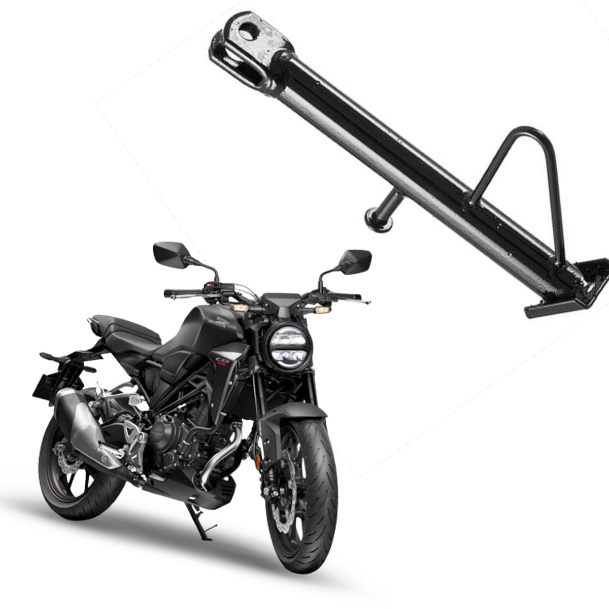 Cavalete Lateral Sem Borracha CB 300R  Aço Tubular Reforçado Furado Laser Pro Tork - CA-96HP