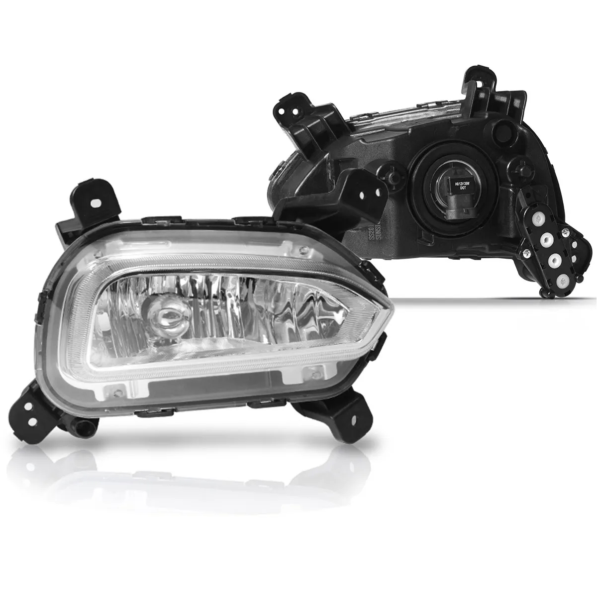 Kit Farol de Milha Hyundai Creta 2017 2018 2019 Moldura e Botão Excelente Acabamento Suns FGS1300HY