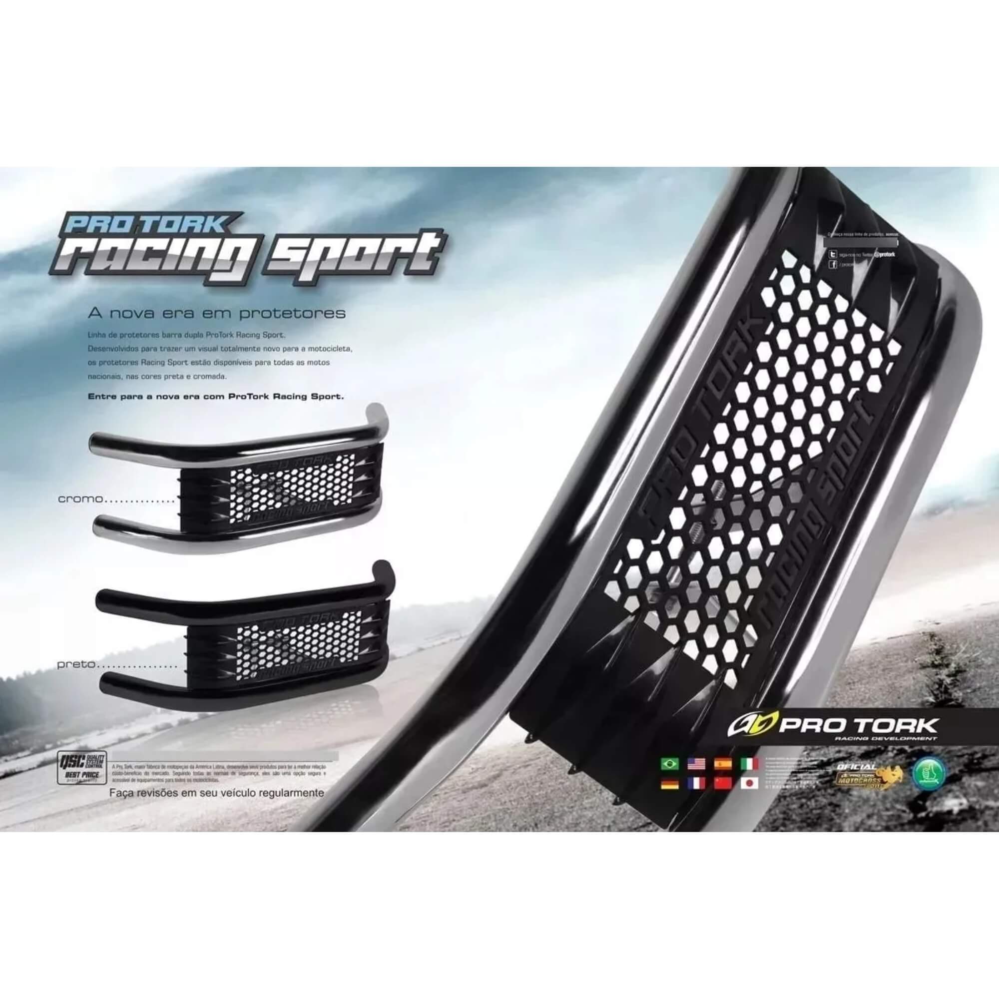 Protetor de Pernas Racing Sport TITAN/FAN 150 2014 / TITAN 160 2016 Cromado PR-189HC - Pro Tork