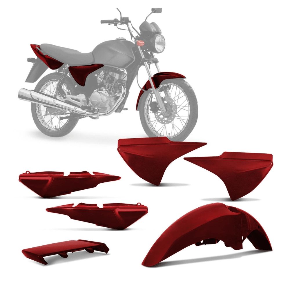 Kit Conjunto Carenagem de Plástico 3 Peças Titan 150 06/08 Job 2007 Vermelho Pro Tork 003-5002