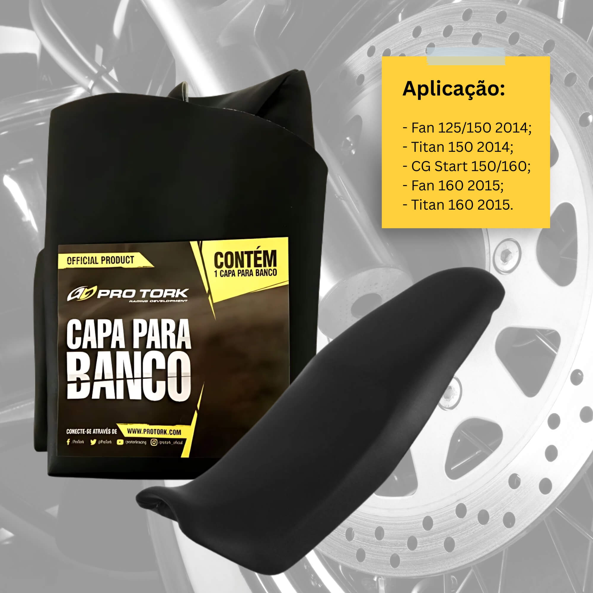 Capa para Banco Fan 125/150, Titan 150, CG Start 150/160, Fan 160, Titan 160 Pro Tork - CB-10H