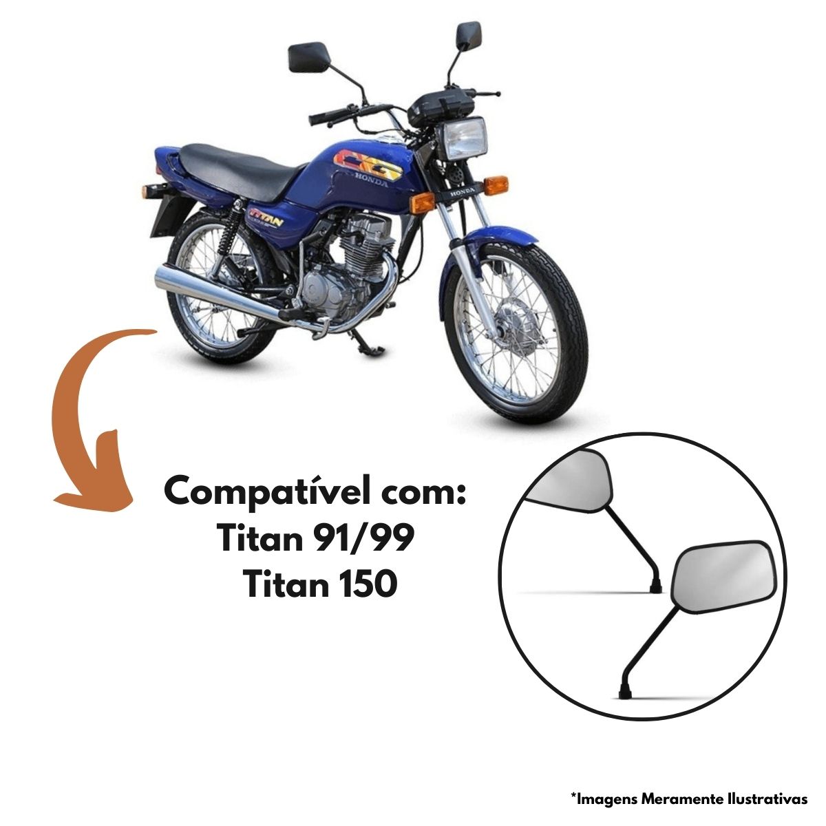 Par Espelho Protetor Honda CG Titan 91/99 Titan 150 LD/LE Preto EE-102H Pro Tork