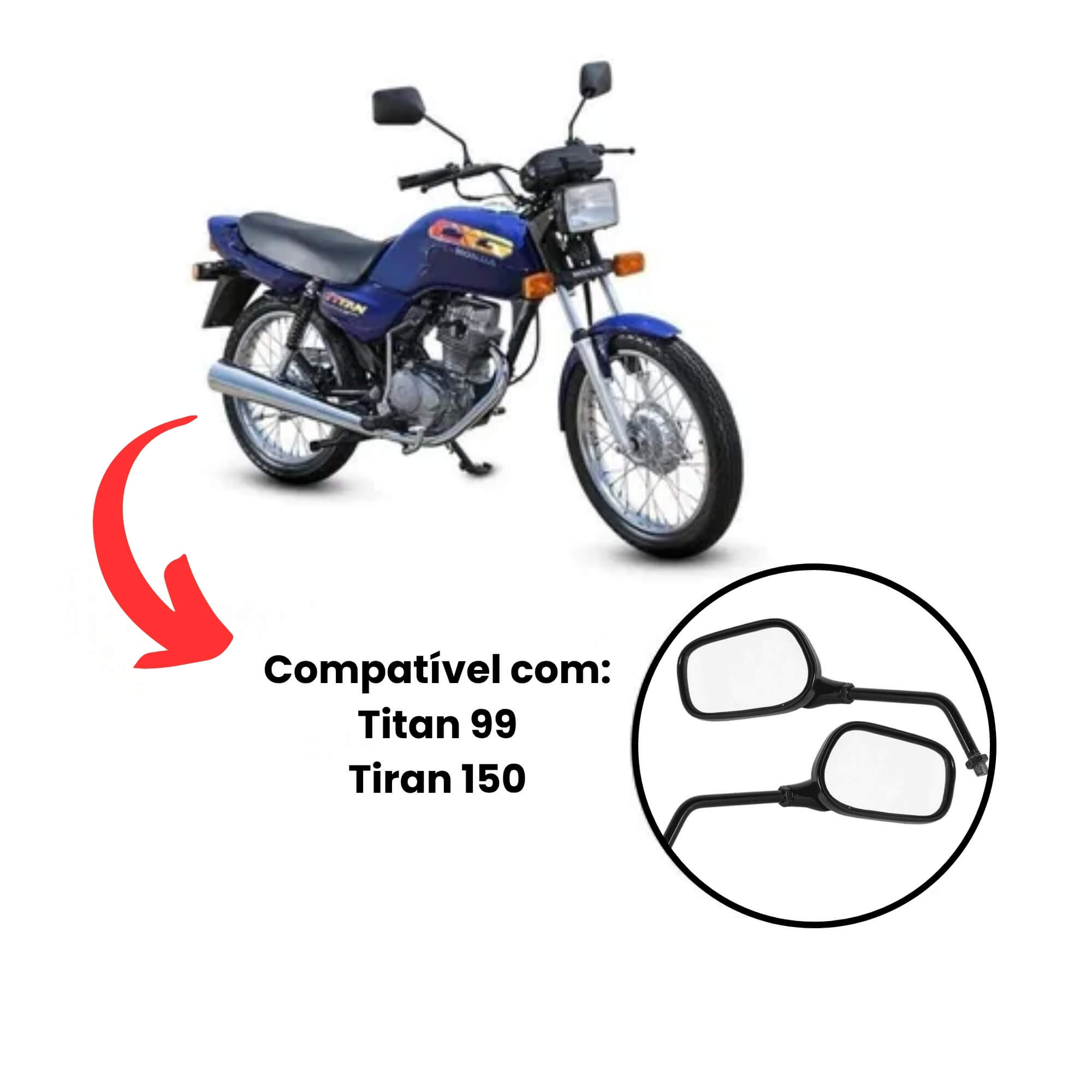 Espelho Protetor Mini Honda CG Titan 99 Titan 150 Preto Pro Tork - EE-141H