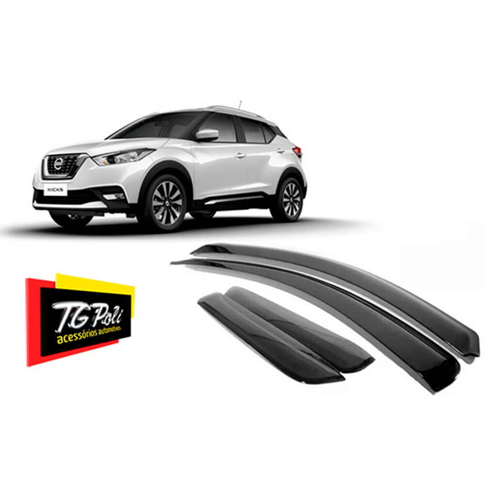 Calha De Chuva Defletor Nissan Kicks 2017 em diante Tg Poli - 32007