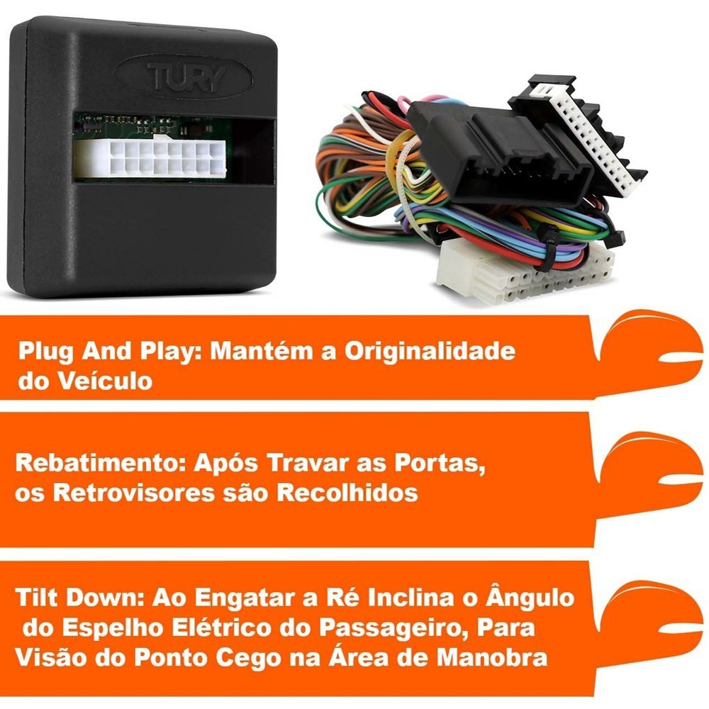 Modulo de Retrovisor Tury PARK3.7.3I com Tilt Down/Rebatimento - Cruze LTZ 11/16