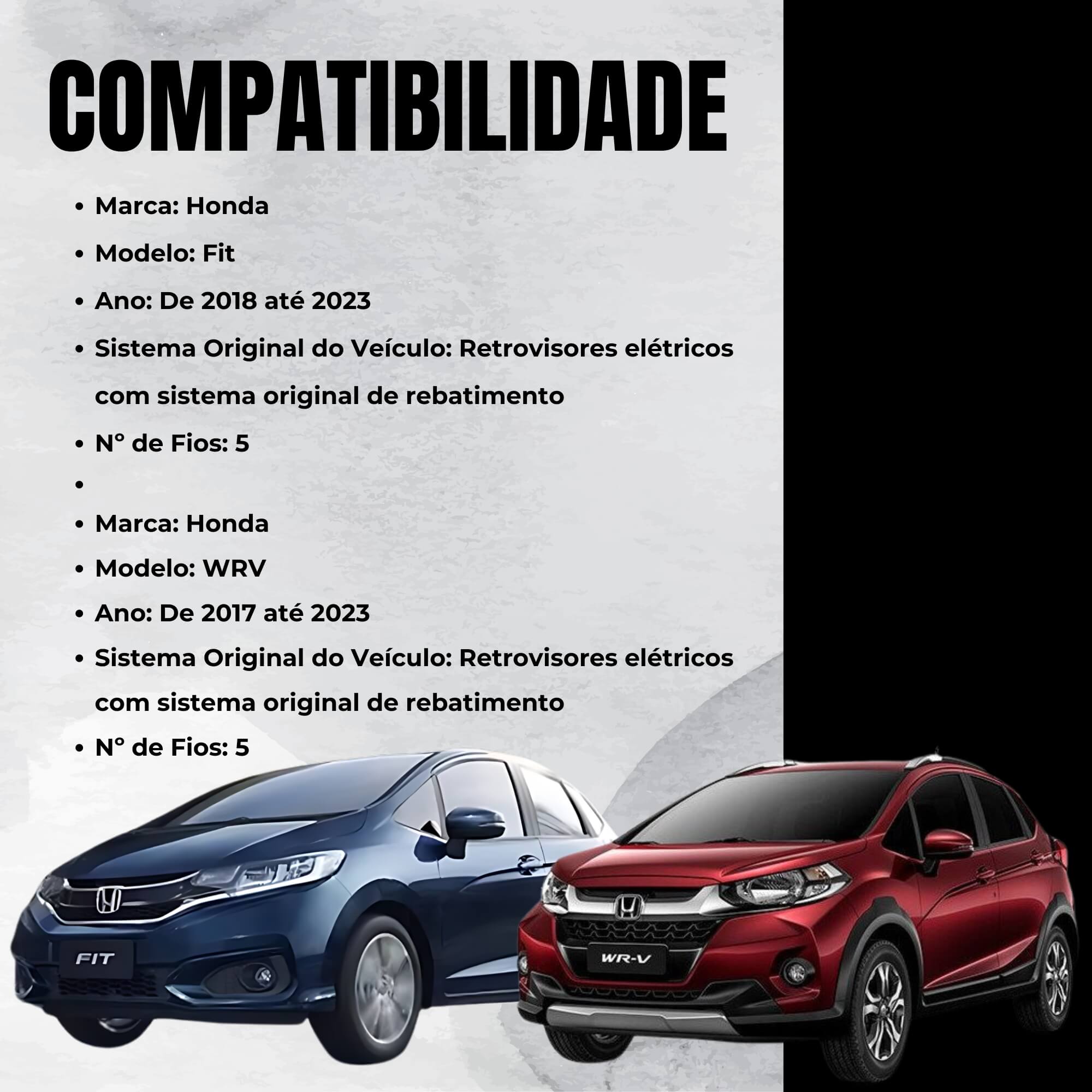Módulo Automação de Retrovisores para Carro Honda Fit 2018-2023 e WRV 2017-2023 Tury - PARK2.4DE