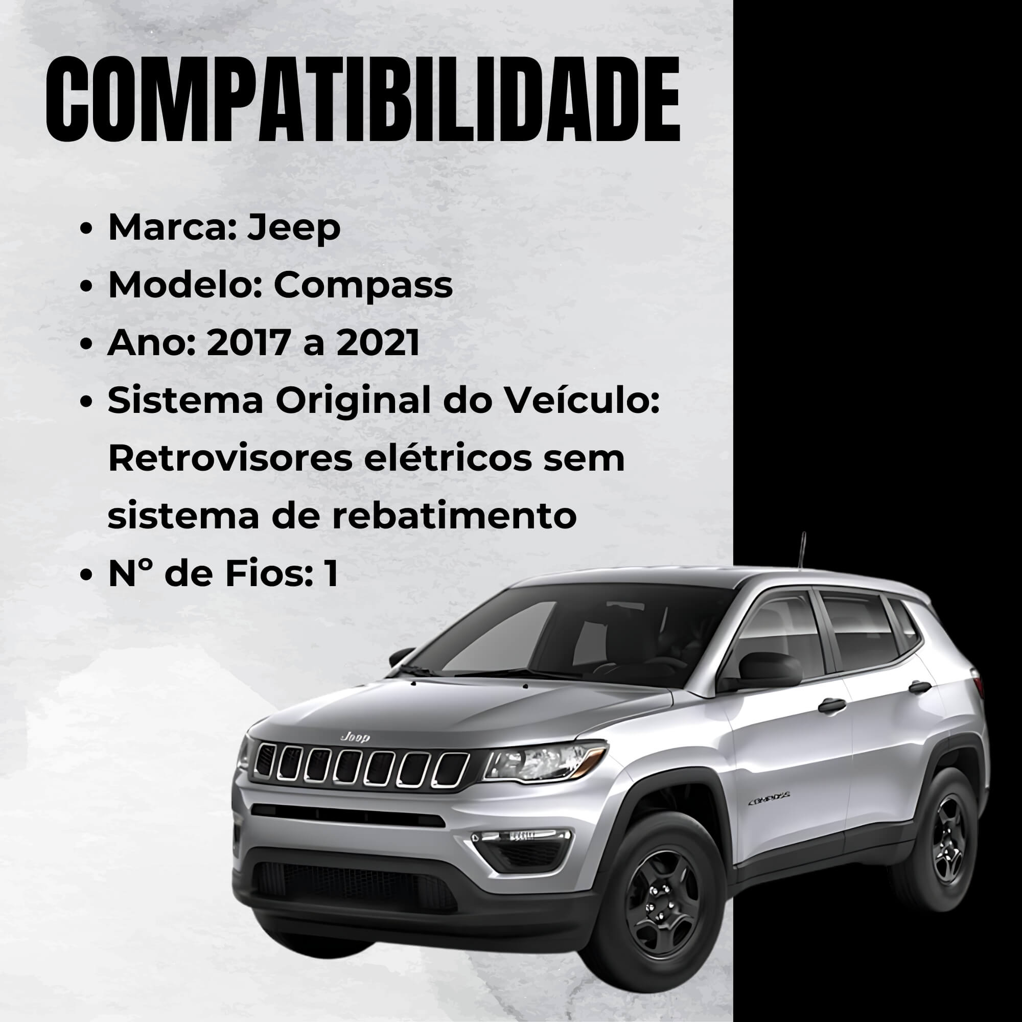 Módulo Automação de Retrovisores compatível com Jeep Compass 2014 a 2021 Tury - PARK1.2.4DG