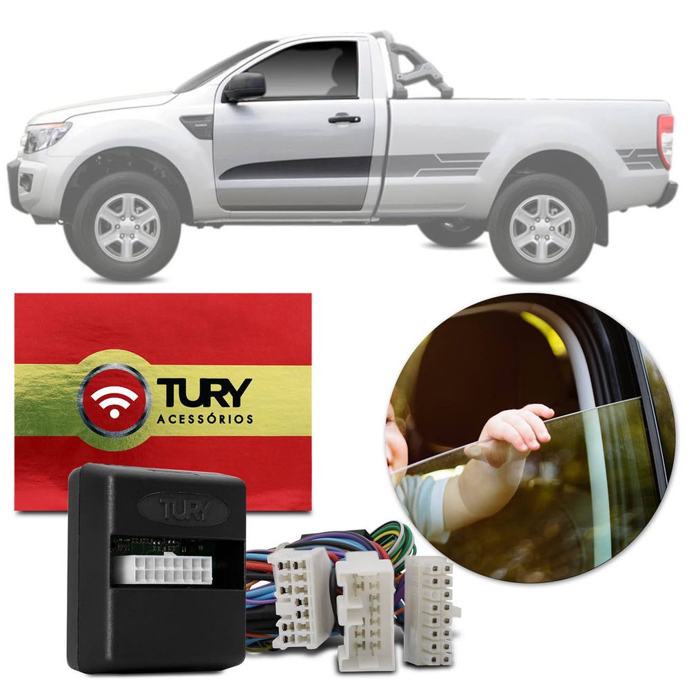 Modulo de Vidro Tury com Anti-esmagamento PRO2.18EA - Ranger 2013 até 2016