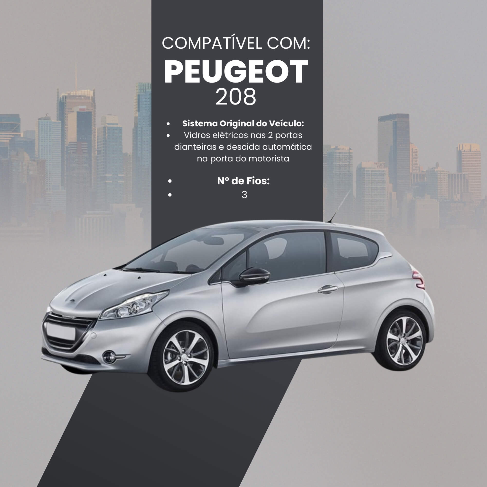 Módulo Automação de Vidros Elétricos compatível com 208 2013 a 2020 Tury - PRO2.3BL