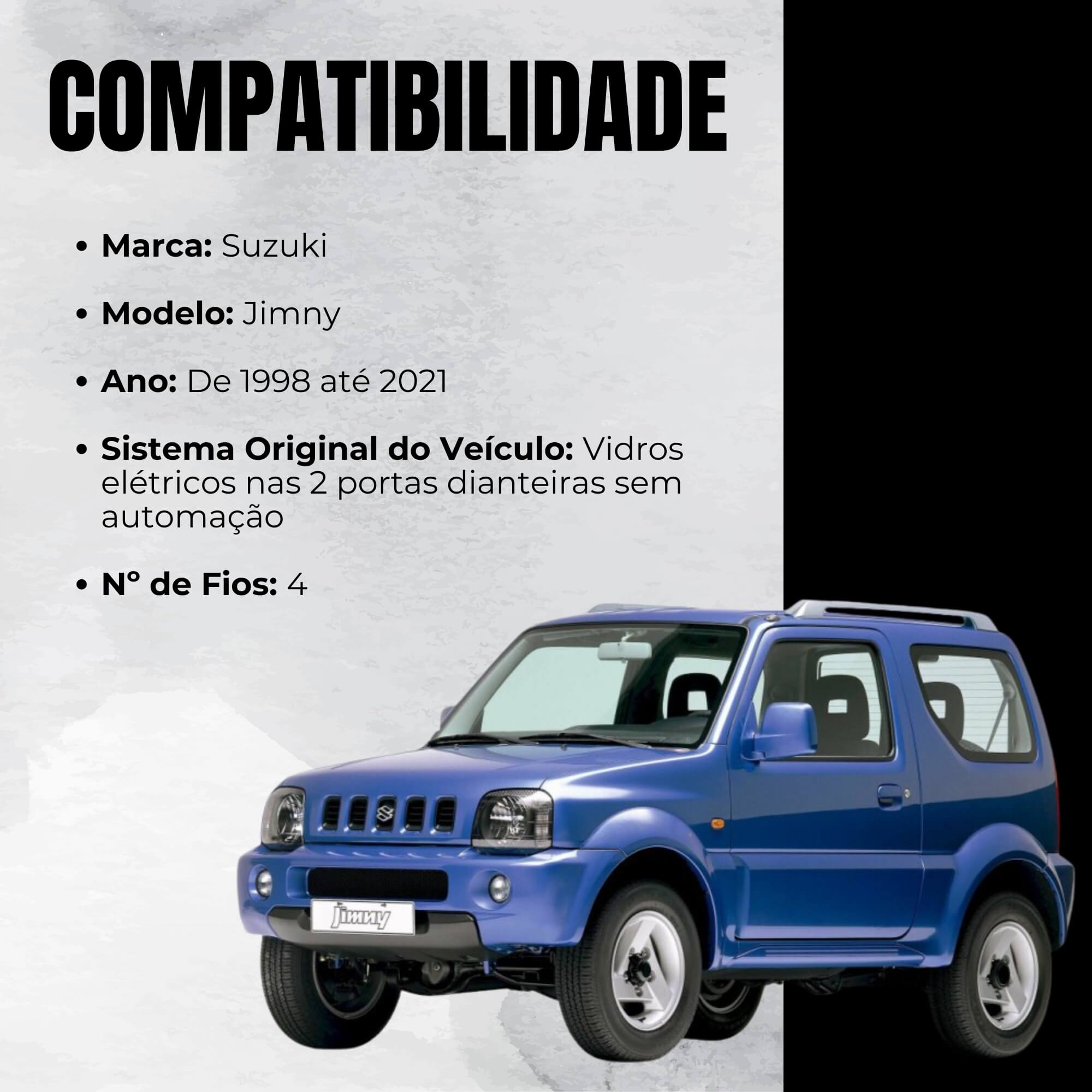 Módulo Automação de Vidros Elétricos compatível com Suzuki Jimny 1998 a 2021 Tury - PRO2.9I