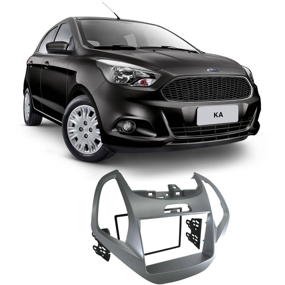 Moldura 2 Din Ford Ká 15/...s/ Comput.CH/JP Cinza EPX 317