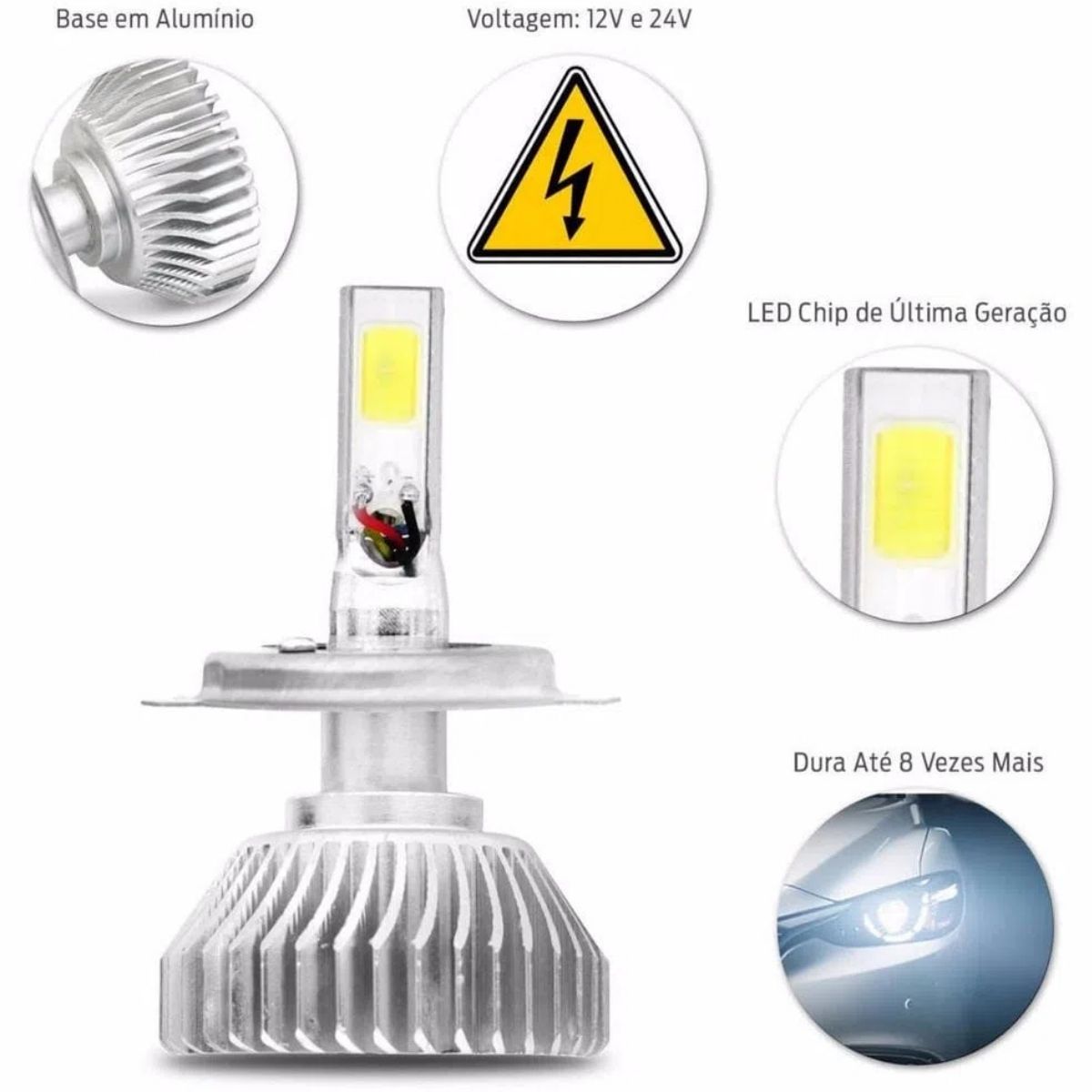 Super Led Kit Automotivo  H27 35W 6000K 3200 Lumens Headlight Shocklight - SLL-10027