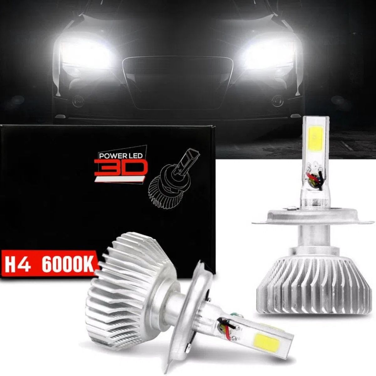 Par de Lâmpada Powerled 3D H27 6000K 12V 50W 4500 Lumens Shocklight SLL-20027