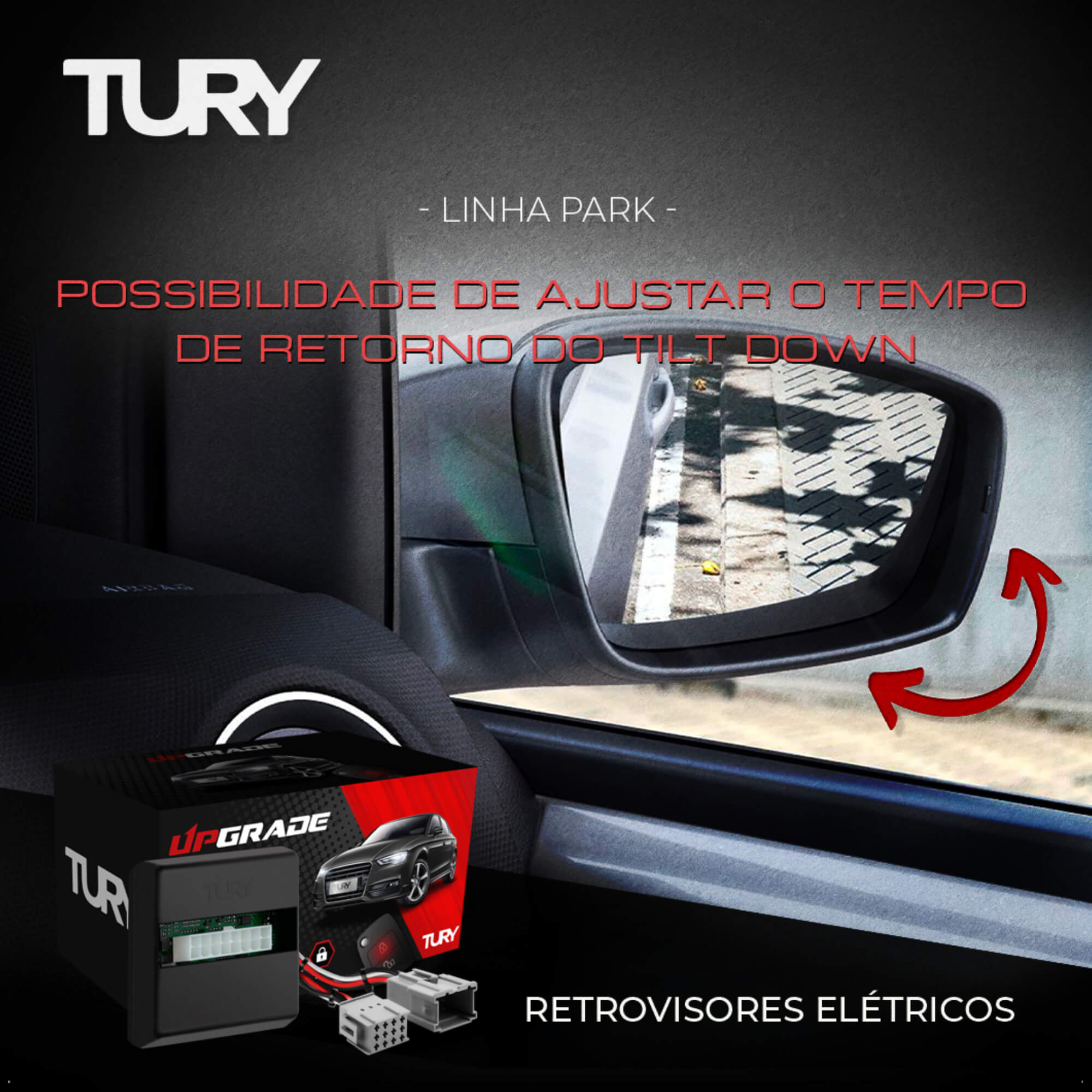 Módulo de Retrovisor Ford Ranger 2013 em Diante Rebatimento/Tilt Down Tury - PARK3.0.1L