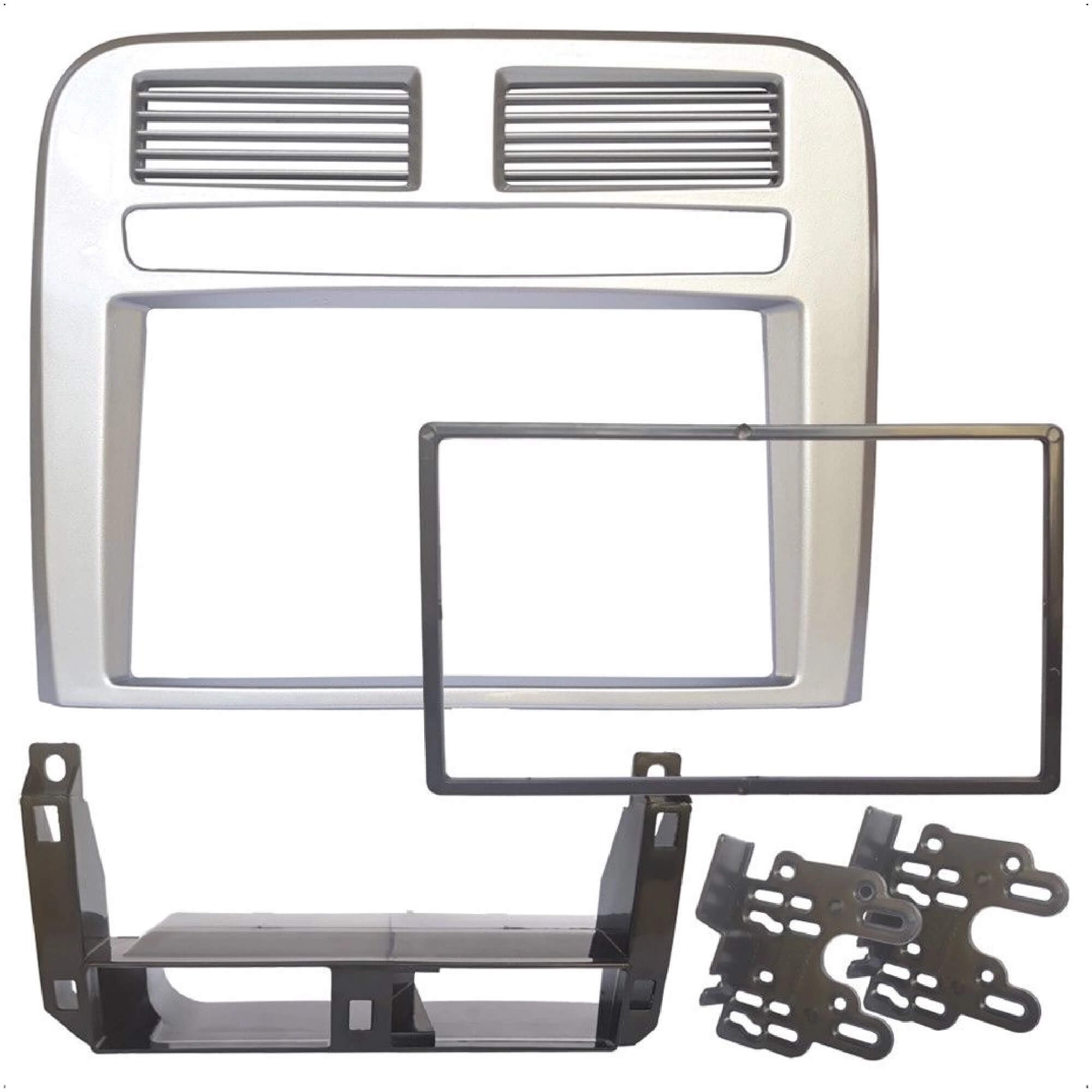Moldura 7 Polegadas 2 Din Punto 2008 2009 2010 2011 2012 Prata com Duto de Ar JP/CH Expex - EPX 388