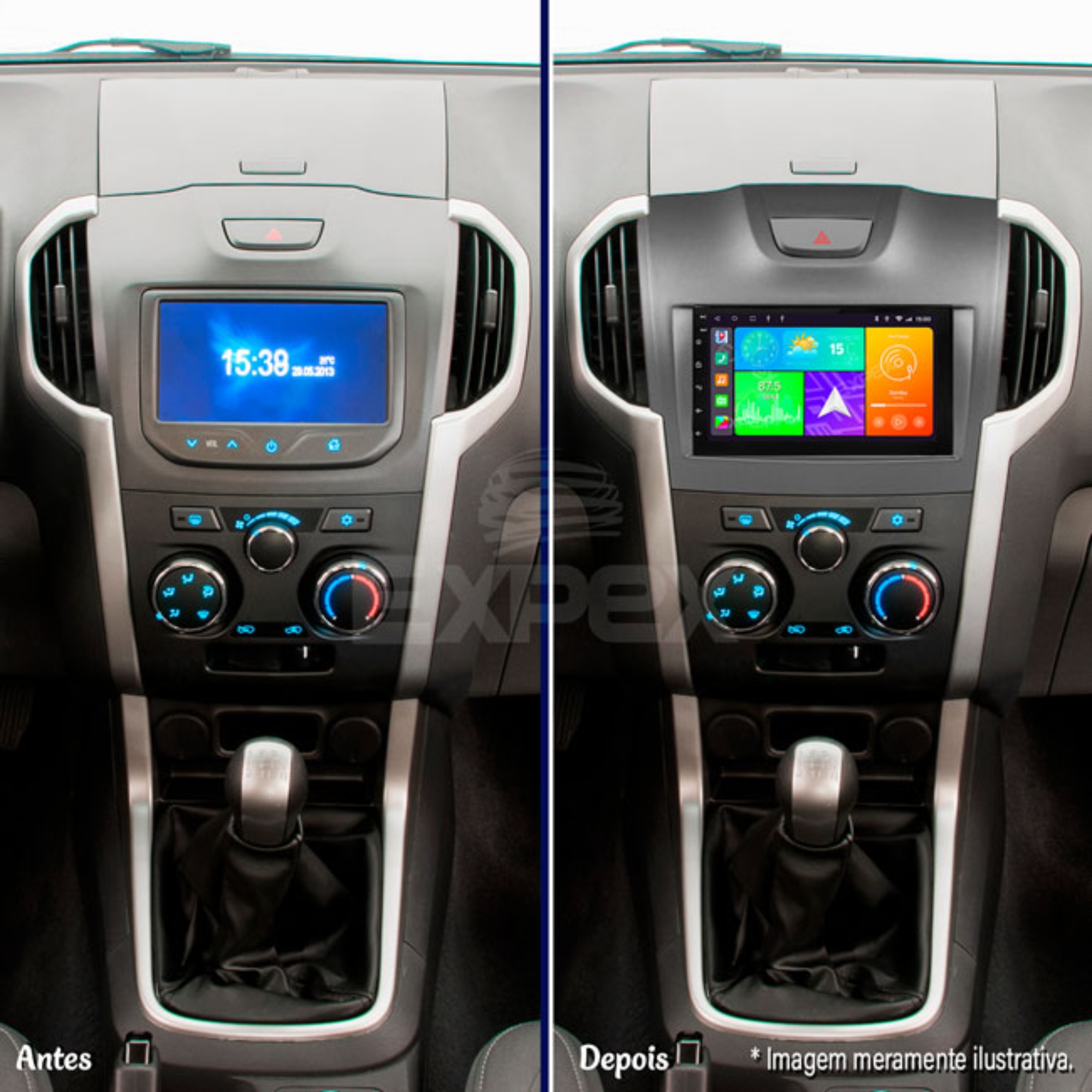 Moldura 7 Polegadas 2 Din S10 / Trailblazer 2012-2016 Cinza Padrão Japonês/Chinês Expex - EPX111