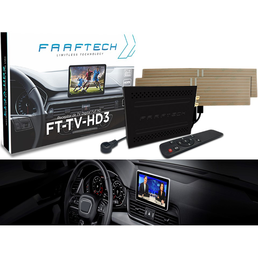 Sintonizador TV Digital Automotivo Full HD HDMI Faaftech FT-TV-HD III