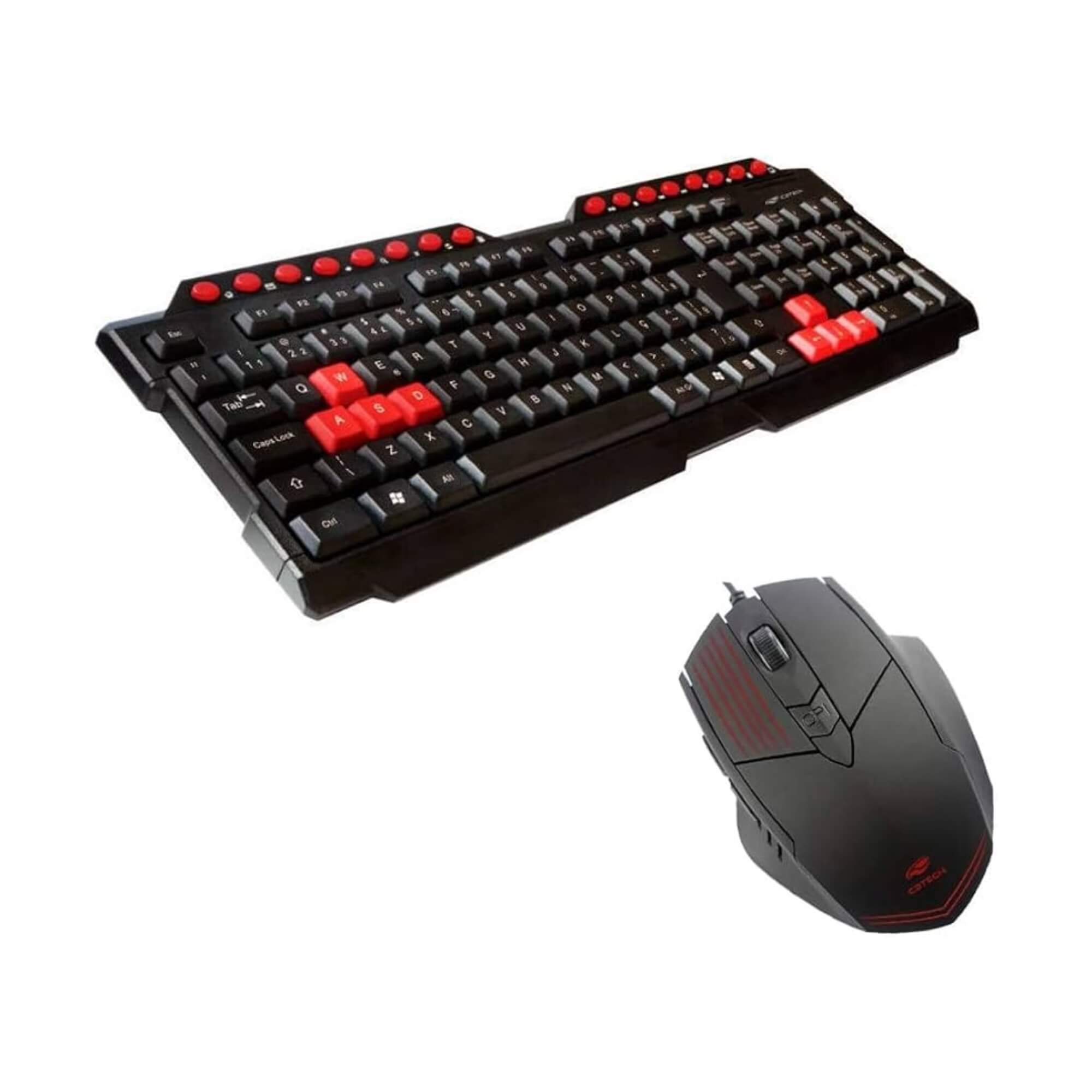 Kit Gamer Teclado USB KG-10BK com Mouse 2400 DPI 6 Botões MG-10BK C3Tech