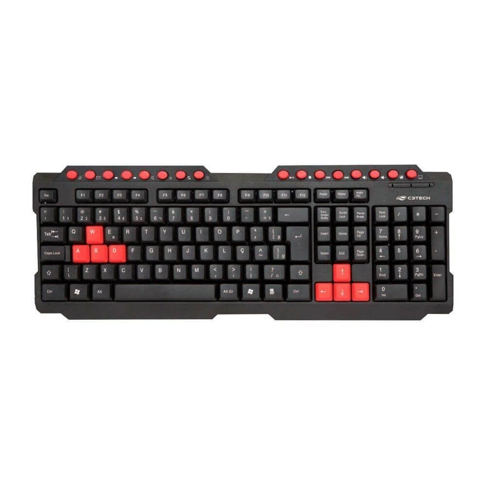 Kit Gamer Teclado USB KG-10BK com Mouse 2400 DPI 6 Botões MG-10BK C3Tech