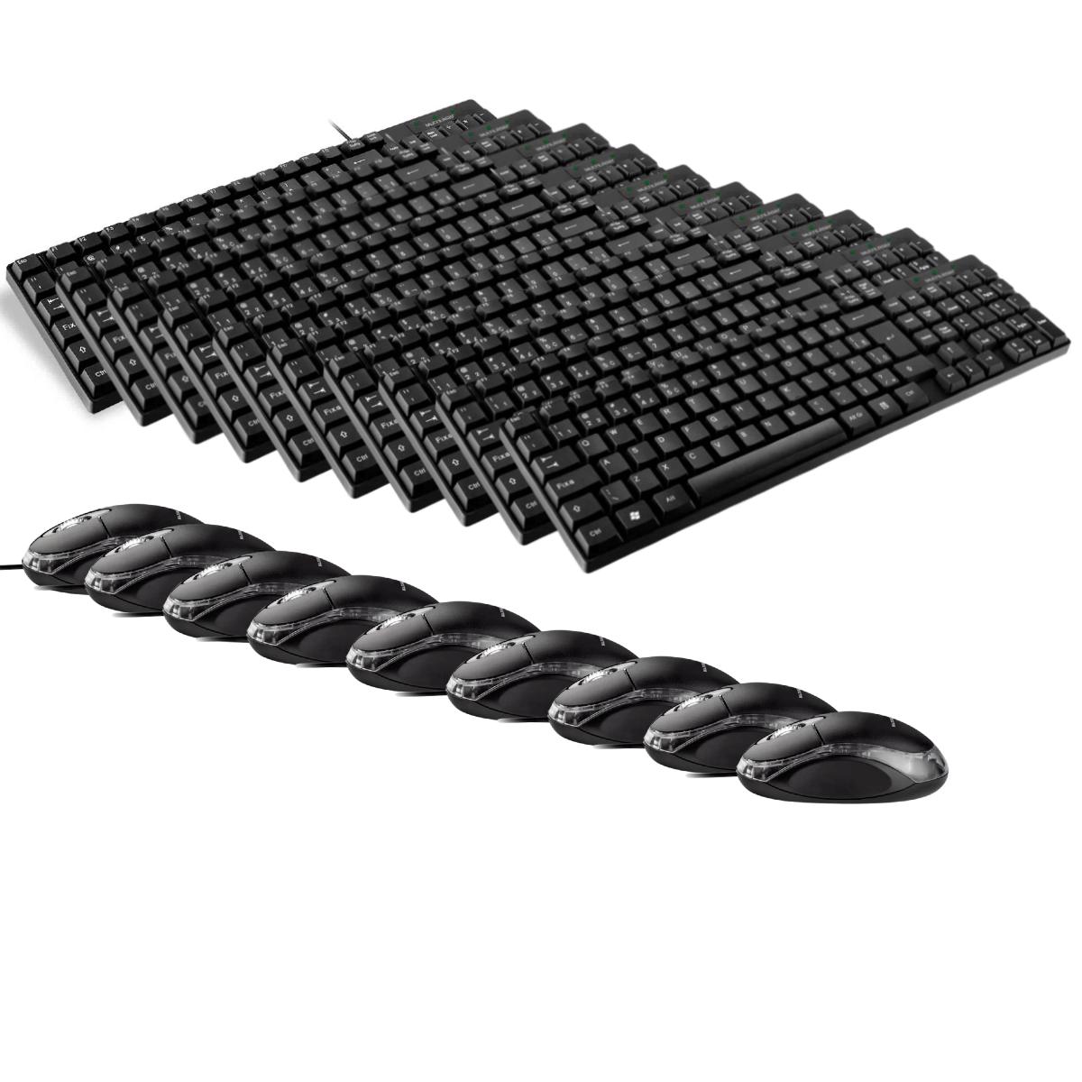 COMP Kit Teclados e Mouses 10 unidades Multilaser Mo179 Tc193 Preto