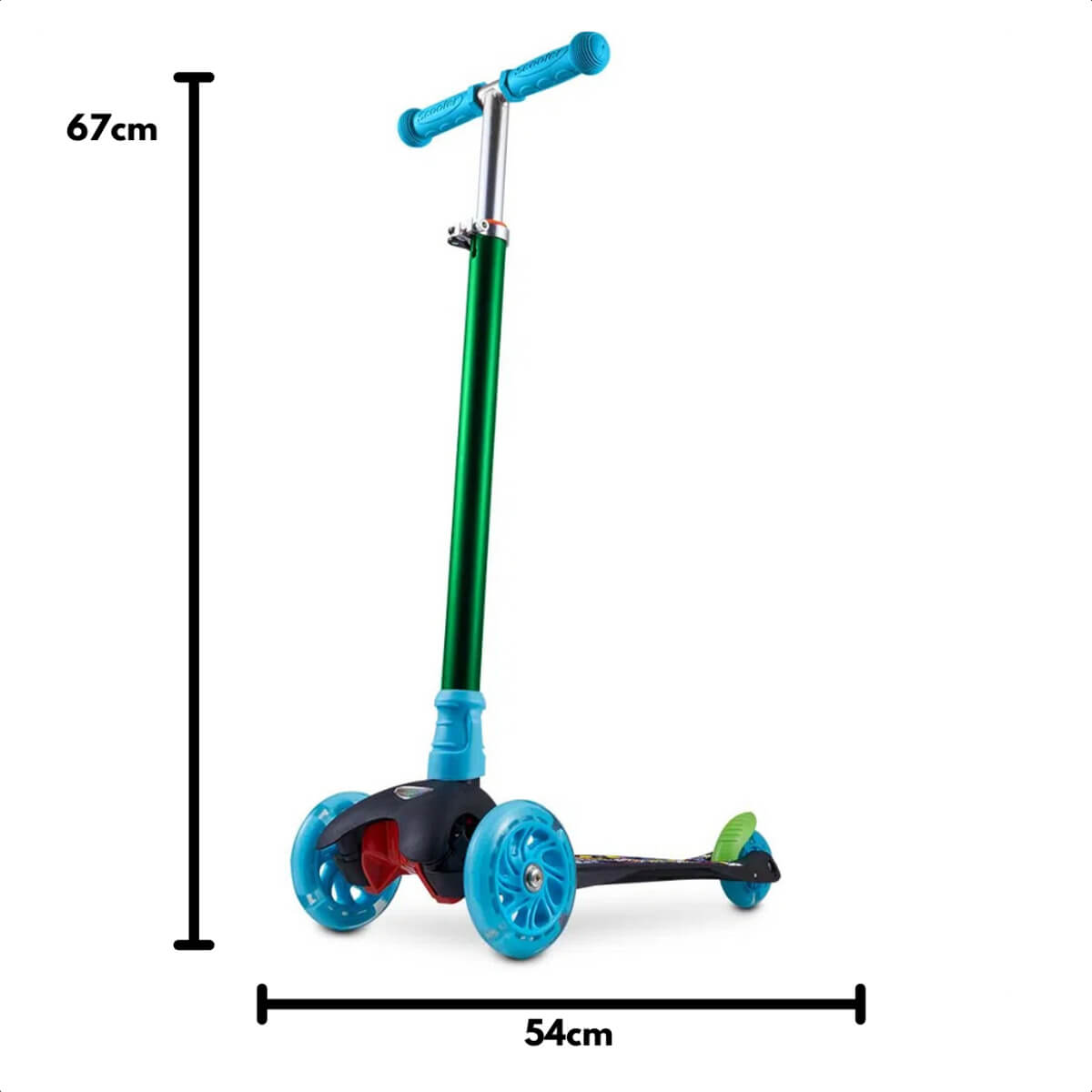 Patinete Infantil 3 Rodas com LED Suporta até 40 kg Monster Átrio - ES114