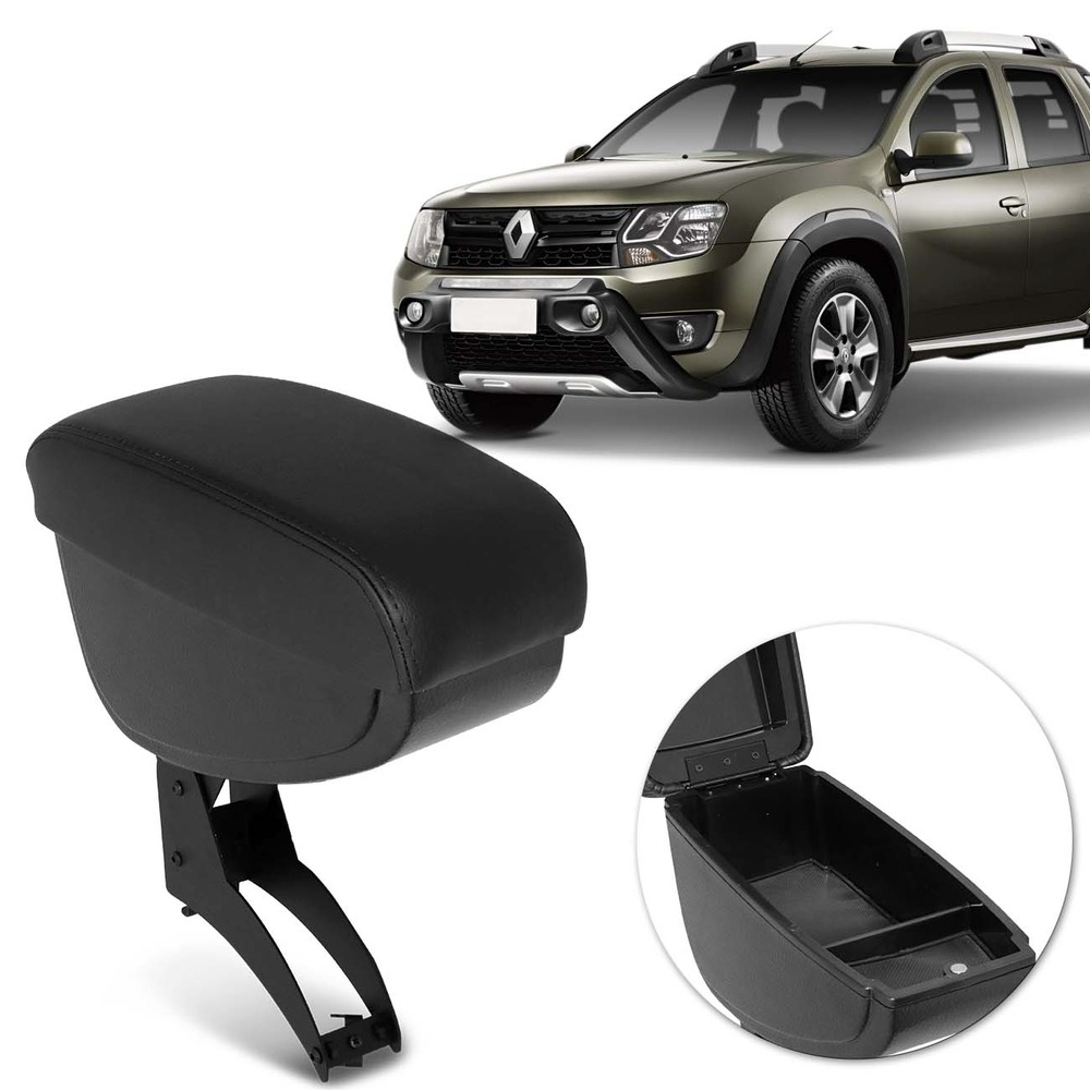 Apoio de Braço Duster/Oroch 11/18 Encaixe Freio de Mão Ecologico Preto com Costura Preta 600709