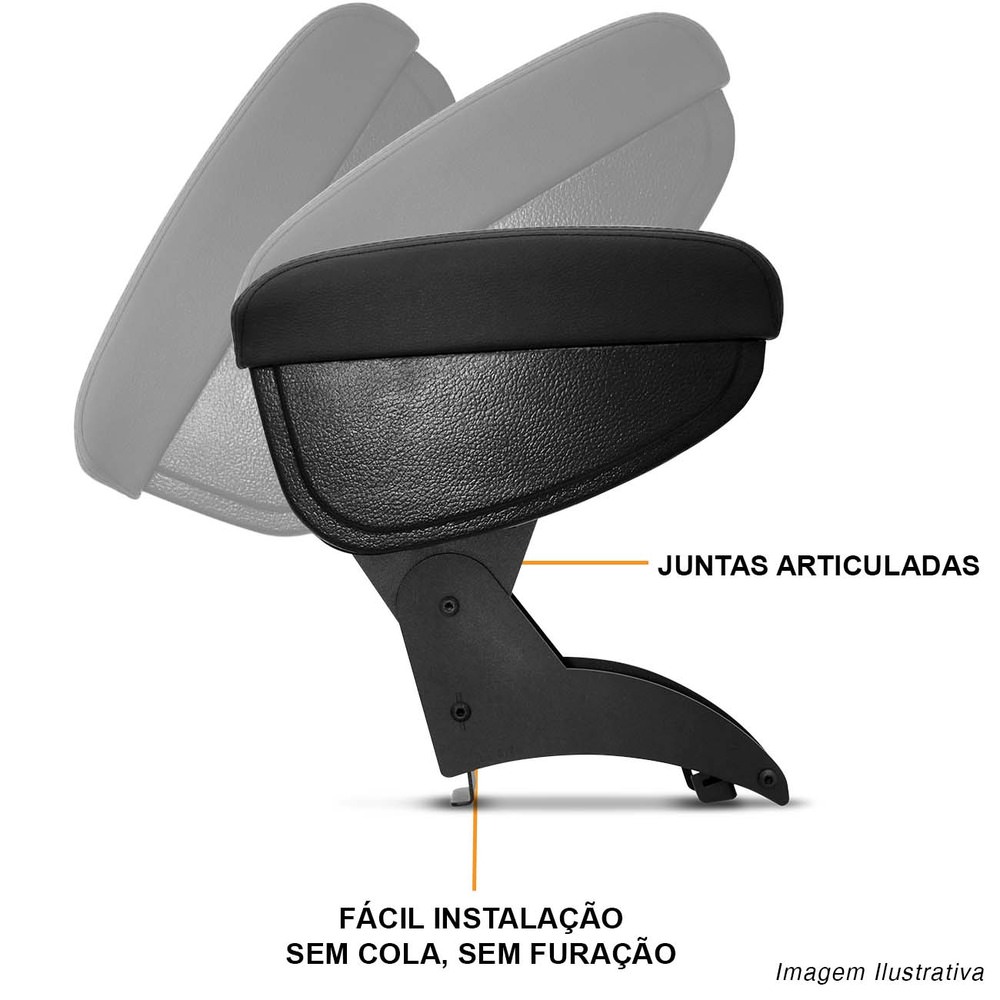 Apoio de Braço Duster/Oroch 11/18 Encaixe Freio de Mão Ecologico Preto com Costura Preta 600709